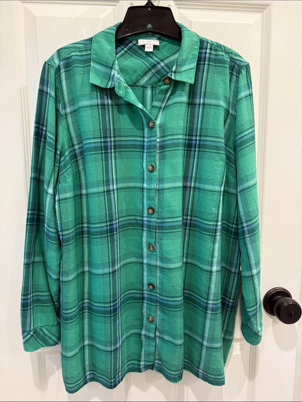 J. Jill Green Plaid Button-Up Shirt